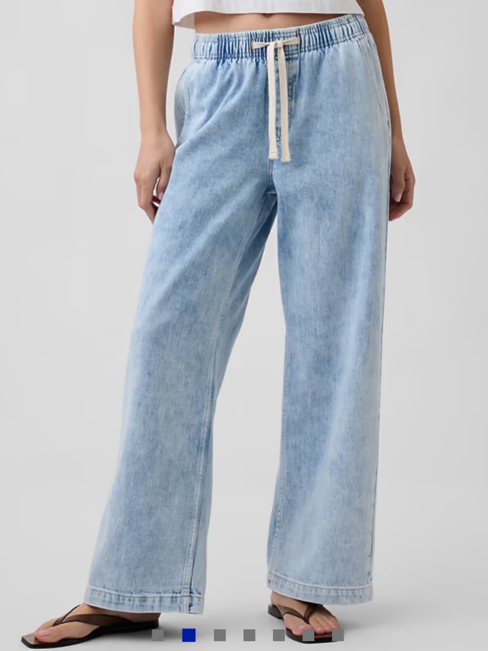 GAP Light Blue Wide-Leg Drawstring Jeans